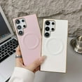 thumbnail image 2 of Compatible With Samsung Galaxy S24 Ultra Phone Case,Luxurious Electroplated Frame Design,Support for Mag-Safe,PU Leather Ultra Slim Shockproof Rugged Anti-fall Magnetic Hard PC Phone Case,Pink, 2 of 8