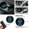 thumbnail image 6 of Yuyamidu Blue Butterfly Car Seat Cover Set Leopard Print Steering Wheel Cover Seat Belt Strap Pads Garbage Organizer Sunset Air Vent Bag Rearview Mirror Cover Coasters Key Chain 15 Pieces, 6 of 7