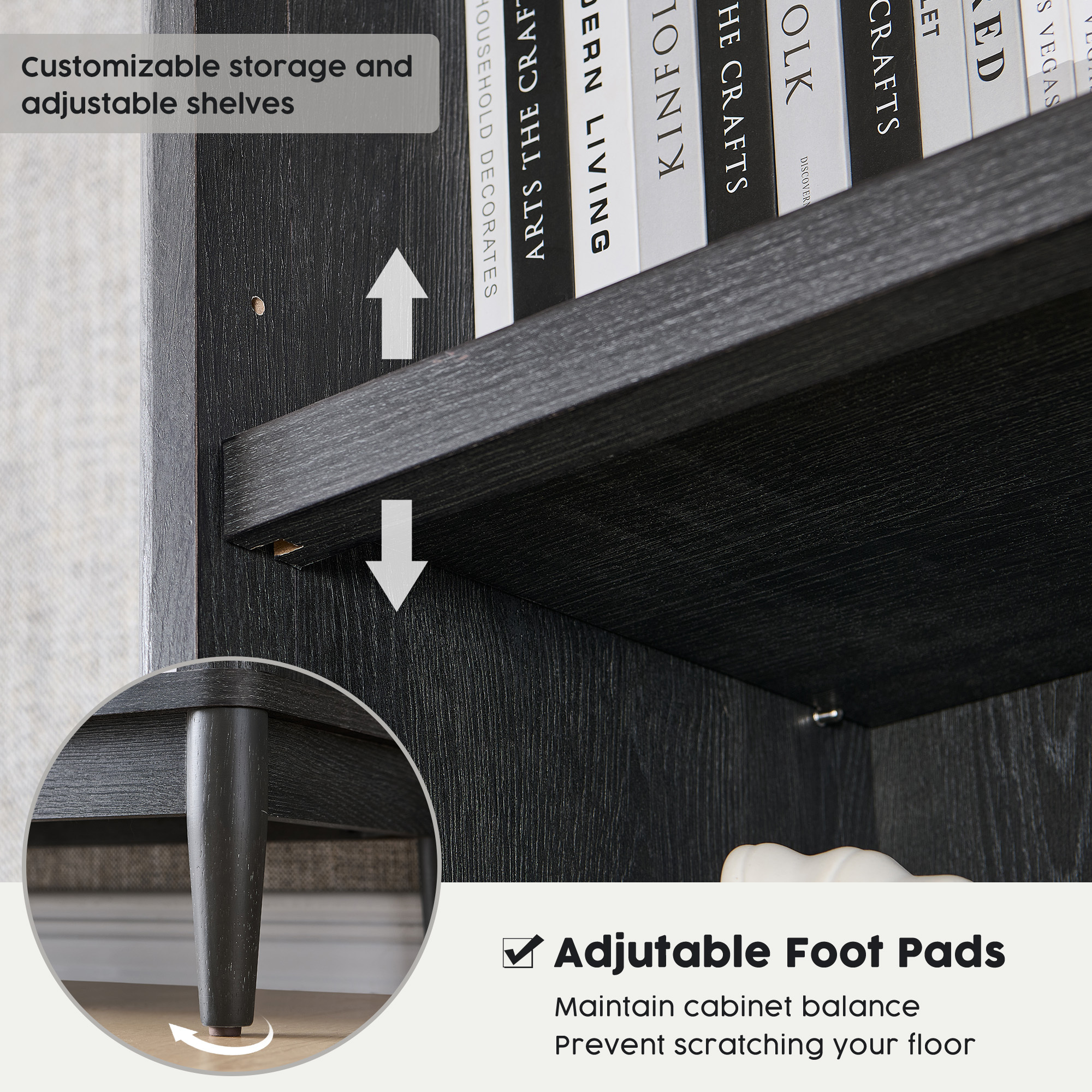 IFGET 75.9" Tall Arch Bathroom Cabinet with Adjustable Storage Shelves, Freestanding Wood Storage Cabinet for Bathroom