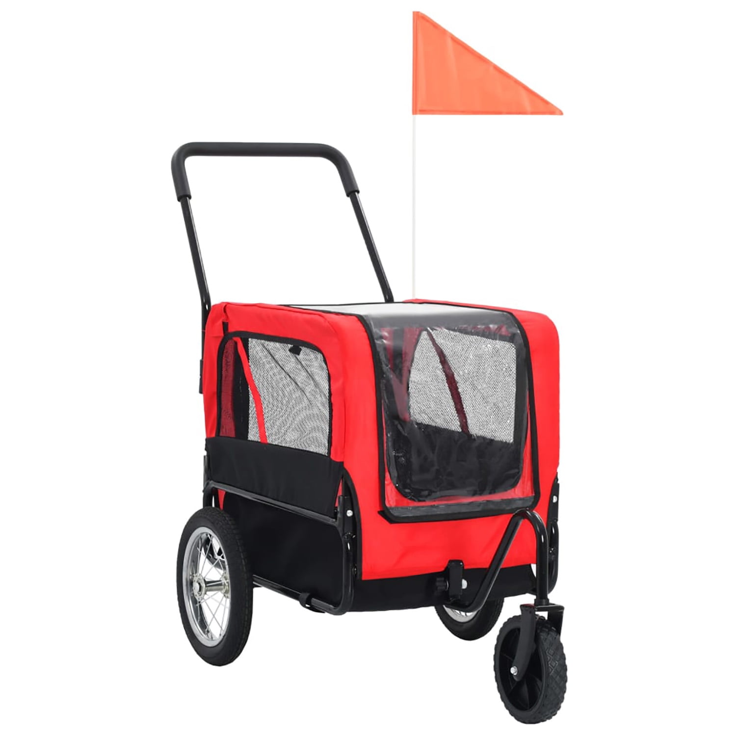 Pefilos 2-in-1 Dog Bike Trailer, Pet Stroller Bicycle Carrier w/Hitch, Suspension, Large Jogger with Visibility Flag and Reflectors, 55lb Weight Capacity, Red Pefilos 2-in-1 Dog Bike Trailer, Pet Stroller Bicycle Carrier w/Hitch, Suspension, Large Jogger with Visibility Flag and Reflectors, 55lb Weight Capacity, Red