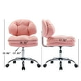 thumbnail image 5 of Swivel Ergonomic Office Chair, Teddy Velvet Armless Computer Chair with Adjustable Height and Universal Wheels, Comfy Upholstered Vanity Chair for Living Room, Bedroom, Study Room, Pink, 5 of 9