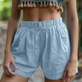 thumbnail image 2 of 2025 Textured Lounge Shorts - Women's Mid Waist Cotton Linen with Pockets, Loose Lightweight Beach Shorts for Summer Casual & Vacation, 2 of 7