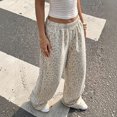 thumbnail image 7 of TOMVIGX Womens Leopard Pants Floor Length Lightweight Wide Leg Sweatpants Drawstring Elastic Waist Relaxed Baggy Pants Casual Trendy Streetwear Trousers L, 7 of 7