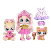 Kindi Kids Scented Sisters Pawsome Royal Family - Pre-School 10" Play Doll: Tiara Sparkles, 6.5" Baby Kindi: Teenie Tiara, and Kindi Pet: Prince Purrfection