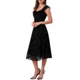 thumbnail image 4 of INSPIRE CHIC Women's Mesh Dresses Gothic Vintage Sweetheart Neck Sleeveless Ruffles Floral Jacquard A-Line Dress S Black, 4 of 6