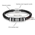 thumbnail image 4 of pulsera En Cuir Noir Et Perles En Acier Inoxydable, 4 of 5