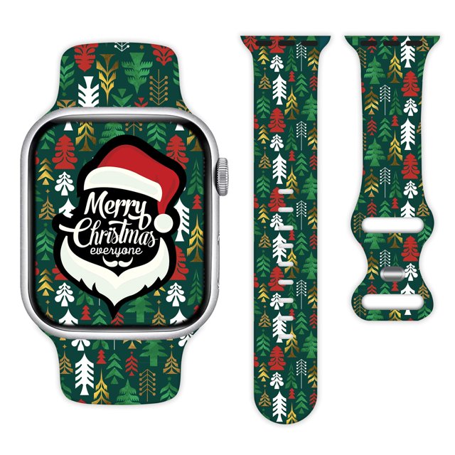 Correa De Reloj Con Diseño De Árbol De Navidad Compatible Con Apple Watch De 38 Mm, 40 Mm, 41 Mm, 42 Mm, 44 Mm, 45 Mm, 49 Mm, Para Mujeres, Hombres, Regalos, Pulseras Deportivas De Silicona, Correa Pa