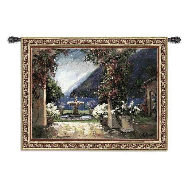 FineArtTapestries 2271WH Seaside Fountain Large Wall Tapestry