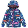 thumbnail image 2 of IROINNID Boys And Girls Hooded Outerwear Dinosaur Print Durable Raincoat, 2 of 9