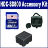Panasonic HDC-SD800 Camcorder Accessory Kit includes: SDC-27 Case, SDVWVBN130 Battery, KSD4GB Memory Card
