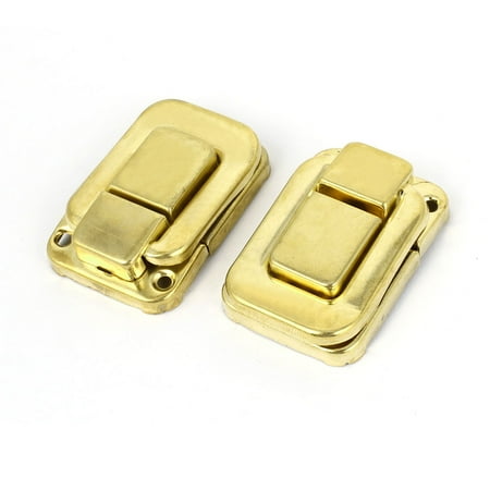 Metallic Set Cabinet - Unique Bargains2pcs Spring Loaded Metallic Hinge Latch Hasp Sets Gold Tone for Wood Toolbox