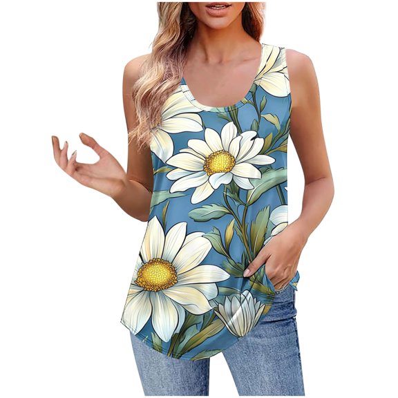ZQUUVOU Tank Top For Women Solid Color Camisole Loose Tops (Navy,M)