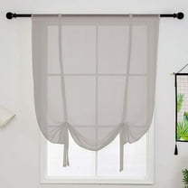 Nvzi Solid Color Sheer Voile Window Curtains Light Filtering Tie Up Shade Adjustable Balloon Drapes Treatment for Small Window,1 Panel (46" x 63",Grey)