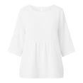 thumbnail image 5 of Maplenight Peplum Blouses for Women Cotton Crew Neck Half Sleeve Tops Office Casual Work Summer Shirts, 5 of 5
