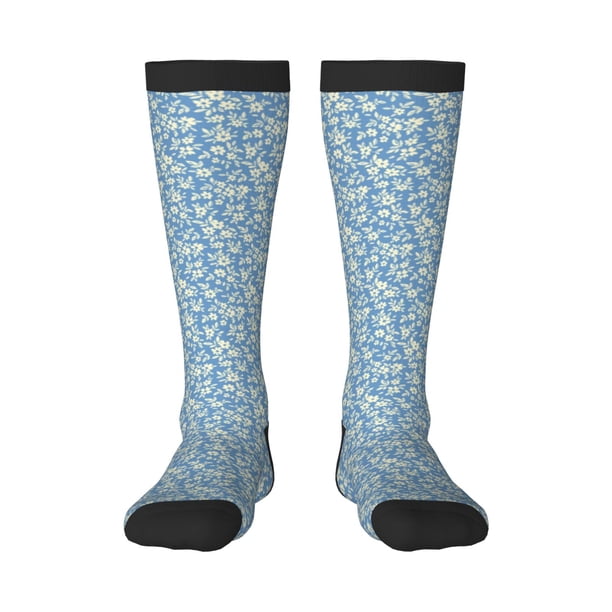 Fotbe Floral Retro Style Calcetas Divertidas Estampadas para Hombre y Mujer, Calcetas de Algodón hasta la Rodilla para Caminar, Correr, Enfermería y Embarazo