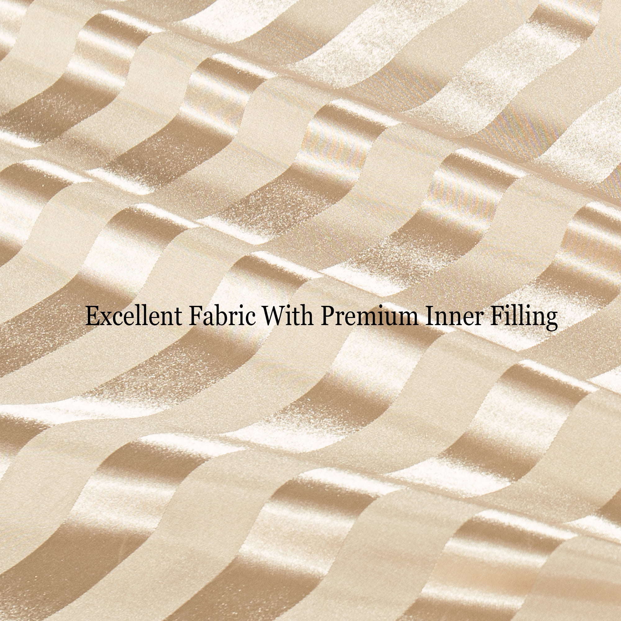 Whale Flotilla 3-Piece Luxury Stripe Satin King Size Comforter Set, Reversible Silky Soft Bedding Set with 2 Pillowcases, Lightweight All-Season Comforter, Champagne
