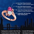 thumbnail image 2 of Gem Stone King 18K Rose Gold Plated Silver Pink Created Sapphire White Moissanite and White Lab Grown Diamond Ring for Women (1.63 Cttw, Heart Shape 6MM, Gemstone Birthstone, Size 9), 2 of 6