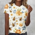 thumbnail image 2 of Tnhcen Women's Bee Lover Graphic Tee, Cute Sunflower and Bee Print T-Shirt, Casual Loose Fit Short Sleeve Summer Top, Soft Stretch Plus Size S-5XL, 2 of 5