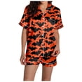 thumbnail image 3 of Halloween Pjs Women Two Piece Silk Pijamas Women Set Pumpkin Ghost Printed Womens Shorts Pajama Set Button Up Loungewear Sets Woman Sleepwear For Women, 3 of 7