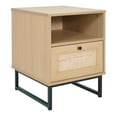 thumbnail image 2 of Merrick Lane Burkett Mid-Century Modern Wooden Bed Side Table/Nightstand with Drawer and Shelf in Natural Finish, 2 of 12