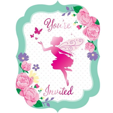 Creative Converting Floral Fairy Invitations, 8 Count