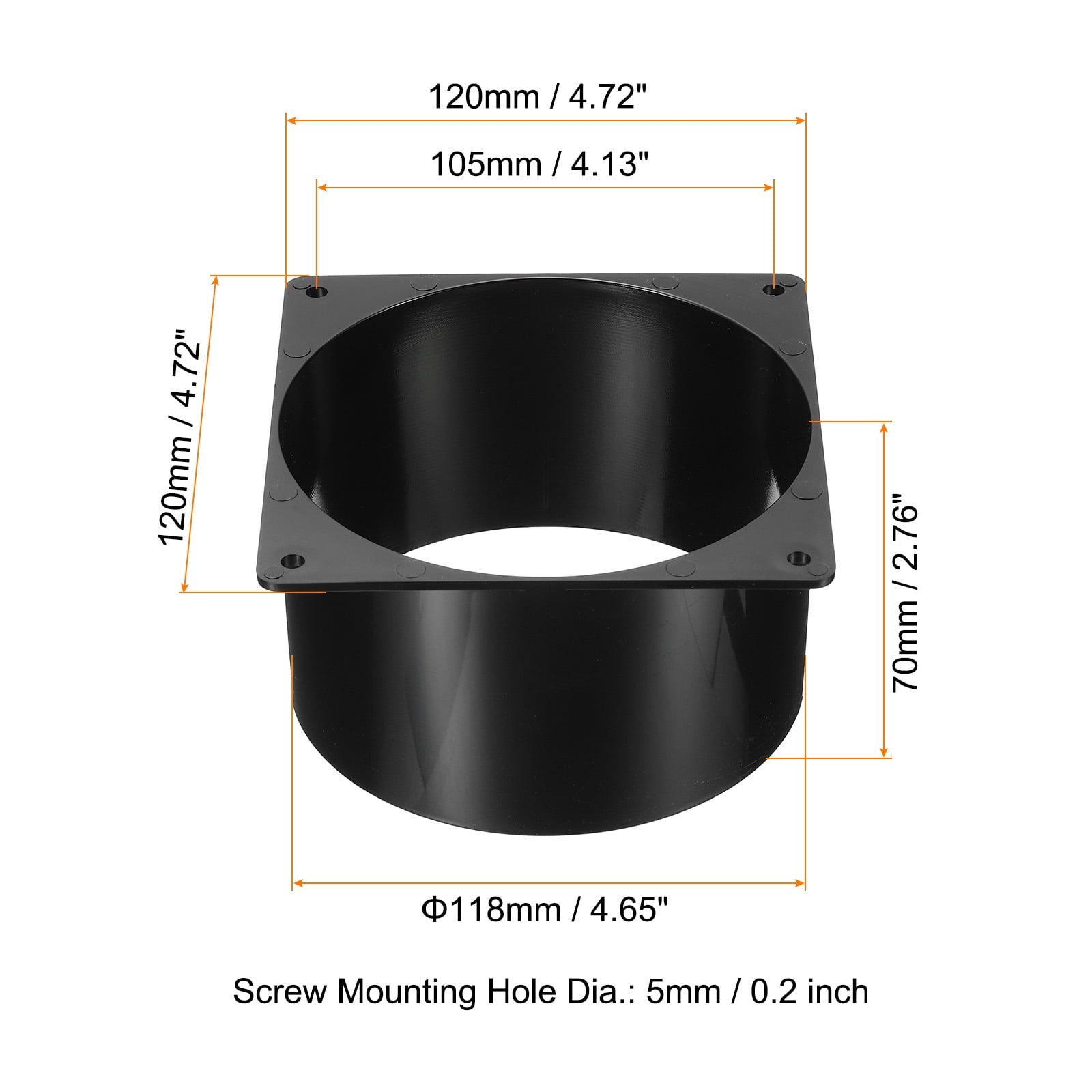 Uxcell 5" Duct Connector Flange 2 Pcs Dryer Vent Wall Plate Square to Round with Clamp for Air Cooling Ventilation Black