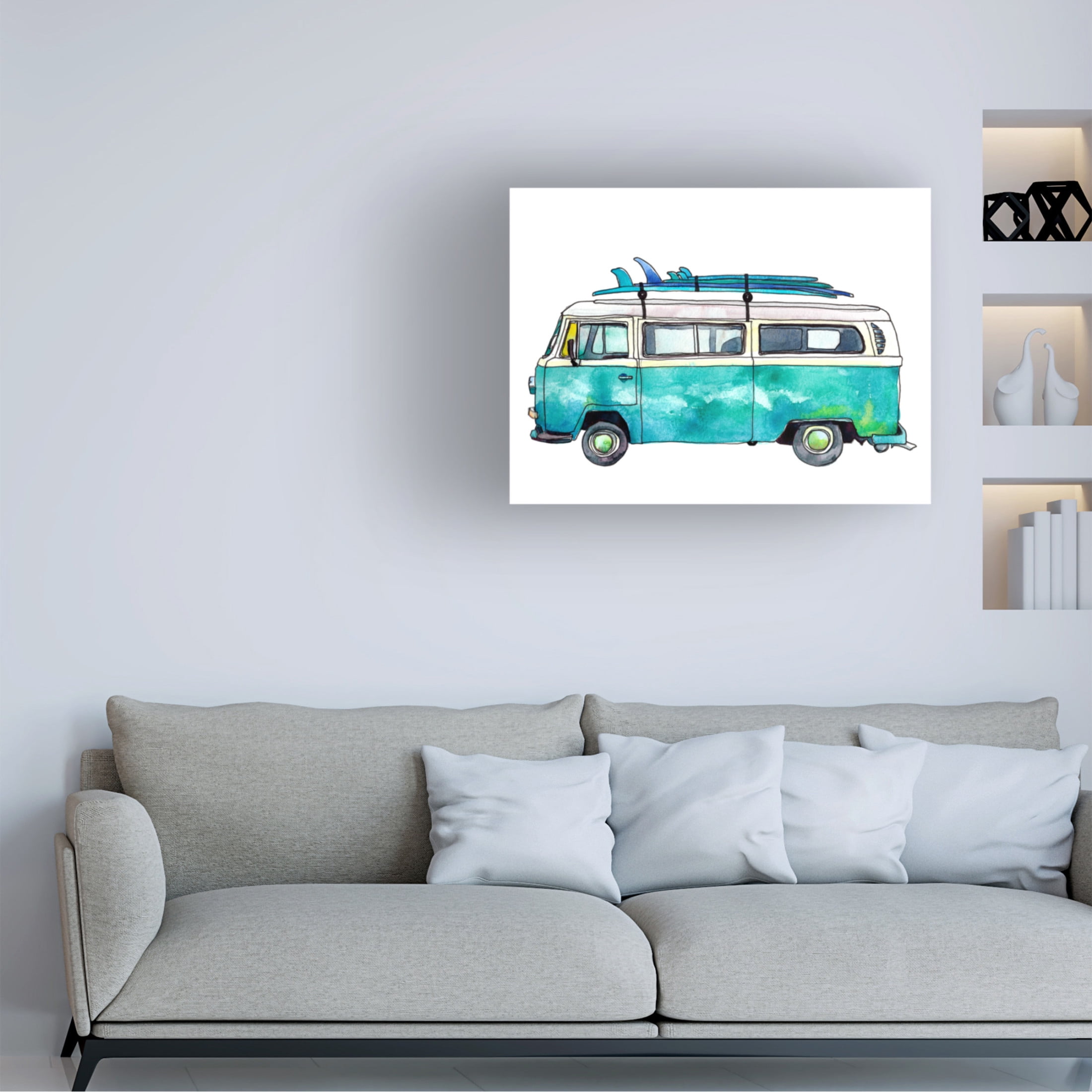 Canvas Wall Art - Paul McCreery 'Blue Surf Van' Wall Art for Living Room, Bedroom, or Office Décor by Trademark Fine Art - 47 x 35 Inches