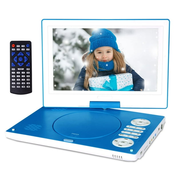 Reproductor de DVD portátil HotHot con pantalla giratoria HD de 12,5 pulgadas, azul
