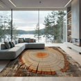 thumbnail image 2 of ODIKA 8'x10' Washable Area Rug Tree Stump Wood Grain Rustic Distressed With Vintage Annual Rings for Living Room, Under Sectional, Family , Durable, Non-Slip, 2 of 7