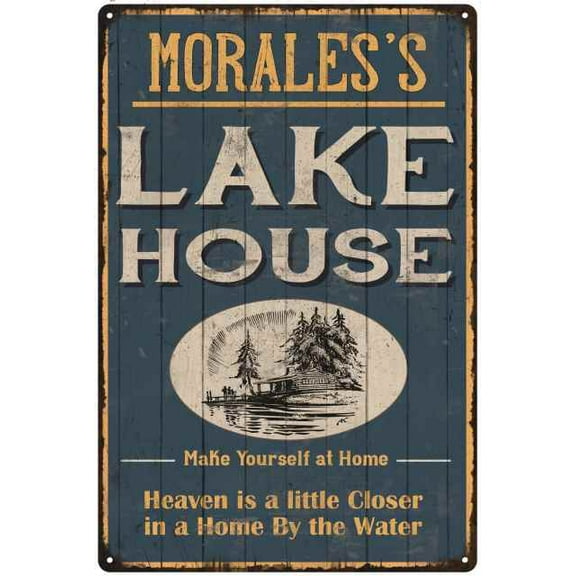 MORALES'S Lake House Blue Cabin Home Decor 8 x 12 High Gloss Metal 208120038090