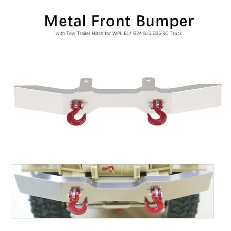 Front Bumper Metal with Tow Trailer Hitch for WPL B14 B24 B16 B36 RC Truck RC Crawler Off-road