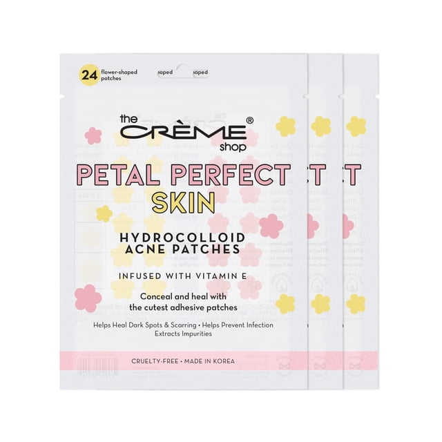 The Crme Shop Petal Perfect Skin - Parches hidrocoloides para acné | Rosa y amarillo (paquete de 3)