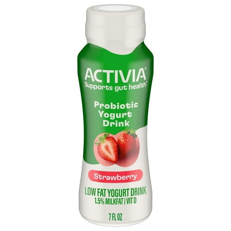 Activia Strawberry Low Fat Probiotic Yogurt Drink, Helps Support Gut Health, 7 fl oz