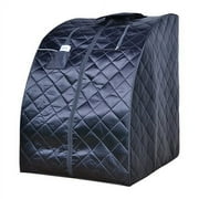 ALEKO PIN15Bk Personal Folding Portable Home Infrared Sauna with Folding Chair and Foot Pad, Black