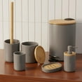 thumbnail image 7 of Modern Matte Gray Soap Dish with Bamboo Detail - Polyresin Bath Accessory for Refined Home Style, 7 of 7