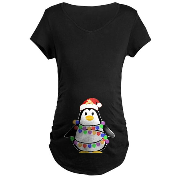 CafePress - Christmas Penguin Maternity T Shirt - Maternity Dark T-Shirt