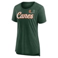 thumbnail image 2 of Women's Green Miami Hurricanes Past Script Tri-Blend T-Shirt, 2 of 3