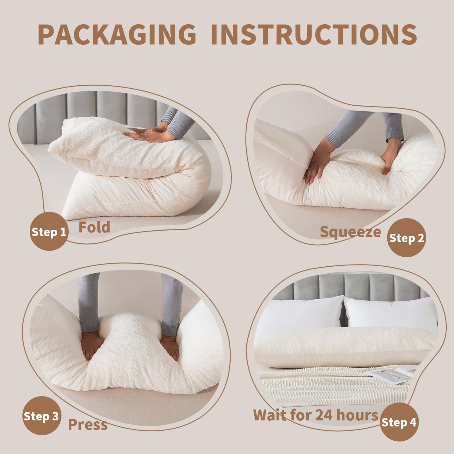 Memory Foam Body Pillow with Plush Fuzzy Cover Full-Length Support Pillow for Adults Soft Comfortable Sleeping Aid