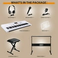 thumbnail image 3 of HarmonyStrings 61-Key Portable Electric Keyboard Piano with Built In Speakers, LED Screen, Headphones, Microphone, Piano Stand, Music Sheet Stand and Stool White, 3 of 10