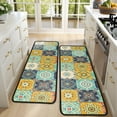 thumbnail image 4 of Kitchen Rugs Sets Of 2,Orange Boho Bohemia Floral Geometric Pattern Anti Fatigue Kitchen Mat Rugs Non Slip Washable,Decorative Kitchen Floor Mats for Kitchen,Sink,Laundry,17"x47"+17"x47", 4 of 5
