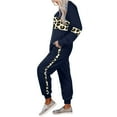 thumbnail image 3 of 2 Piece Outfits for Women Leopard Patchwork Lounge Sets - Pullover Long Sleeve Tops Jogger Pants Matching Sweatsuits, 3 of 6