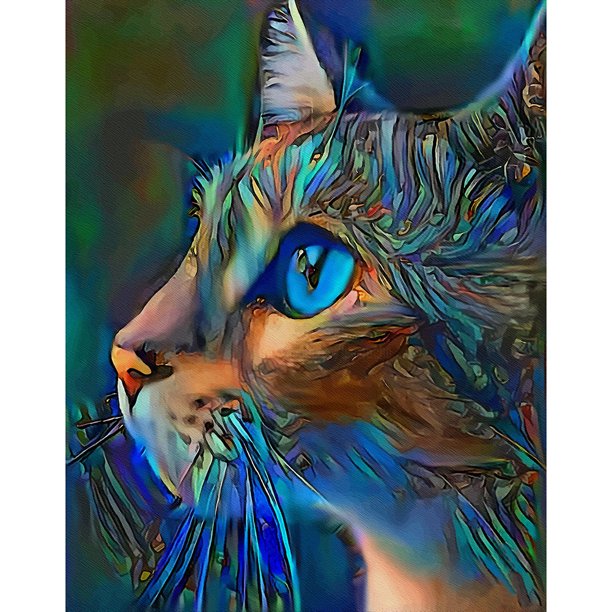 Diamond Painting (DE8085) 5D DIY Square Cat Artwork 23 colores (NY122) 40x50cm Azul Hugtrwg Para estrenar