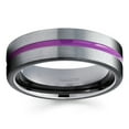 thumbnail image 2 of Purple Tungsten Wedding Ring Gray Tungsten Ring Purple Wedding Band Men & Women Anniversary Ring Comfort Fit Ring, 2 of 2