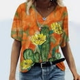 thumbnail image 2 of Hauts à Manches Courtes Imprimés Col en V pour Femmes Grande Taille T-Shirt Blouse, 2 of 4