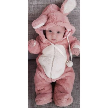 

Yubatuo Newborn Baby Boys Girls Winter Cute Ear Fleece Jumpsuit Romper Warm Outwear Pink 70