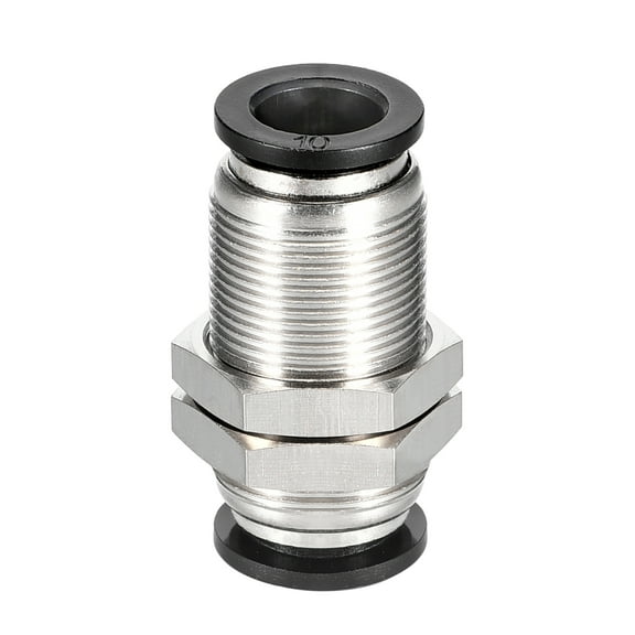 Straight Pneumatic Push to Quick Connect Fittings,Bulkhead Union,10mm Tube OD X 10mm Tube OD