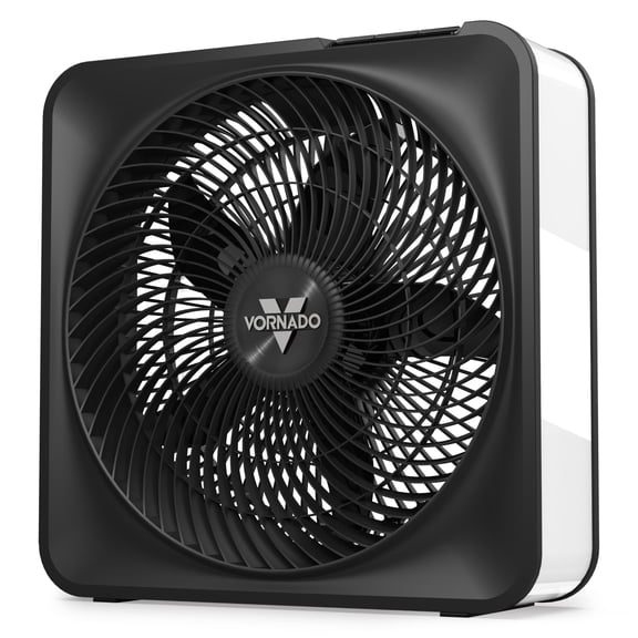 Vornado Model 80 High Velocity Electric Box Fan with Removable Grille, 5 Speed Settings, Powerful Airflow, Whole Room Air Circulation, Targeted Cooling, Cord Storage, Durable Floor Fan, Ice White
