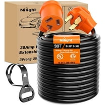 Nilight 50FT EV Dryer Extension Cord 3 Prong 30 Amp NEMA 10-30P 10-30R Old Dryer Extension Cable Heavy Duty 10 Gauge Pure Copper Wire UL Listed 125/250V for Level 2 EV Charging