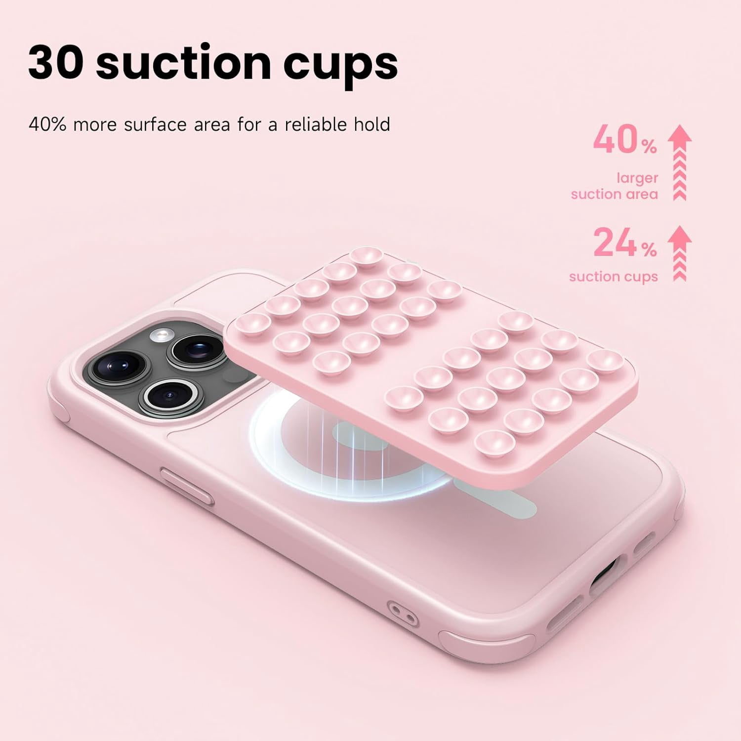 MKEUDQ-Patented Magnetic Sticky Phone Suction Grip Mount for MagSafe Case,Magnet Silicone Portable Stand Holder for iPhone 16/15/14/13/12 Series and Android, Hands-Free Selfies and Videos