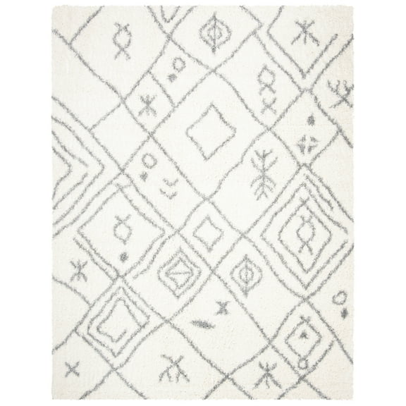 Parma Ainslee Aztec Shag Area Rug by Chateau Lyon, Cream/Grey, 8' x 10'